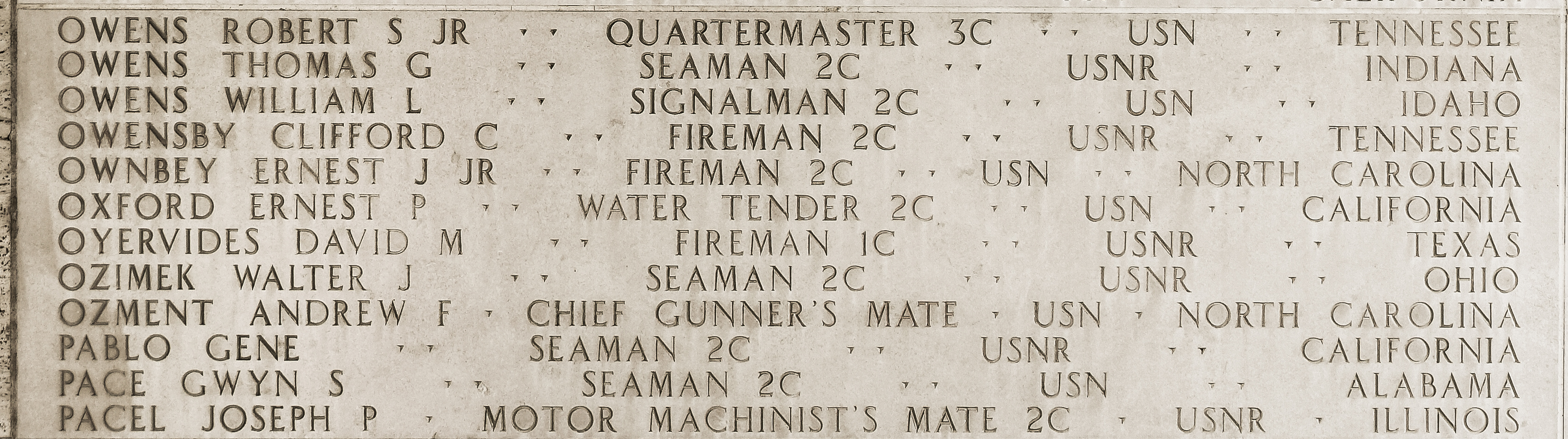 Robert S. Owens, Quartermaster Third Class